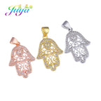 Iced Out Evil Eye Hamsa Hand of Fatima Necklace — Copper Alloy