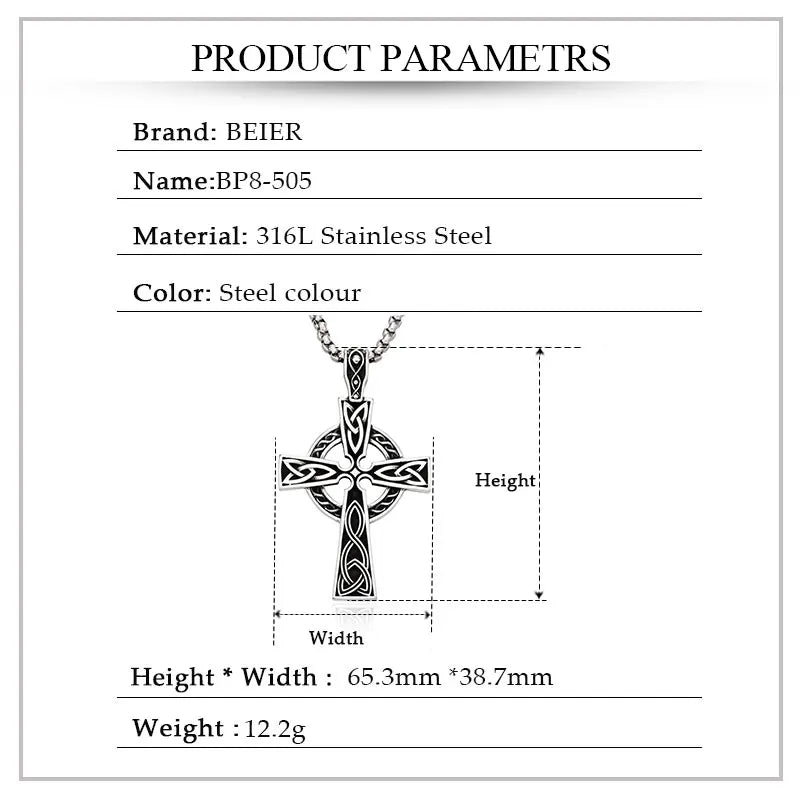 Viking Disc Cross Pendant — Stainless Steel