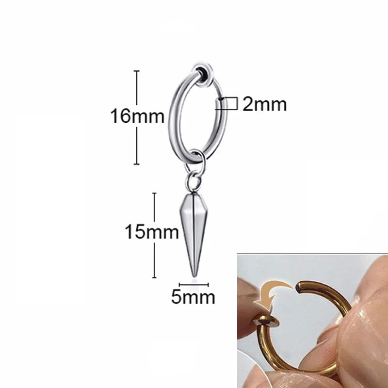 Spike Single Huggie Earrings — Stainless Steel