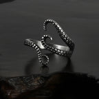 Octopus Feeler Rings Stainless Steel Adjustable Rings for Womens Mens Personality Ring Punk Vintage Rock Party Couple Jewelry