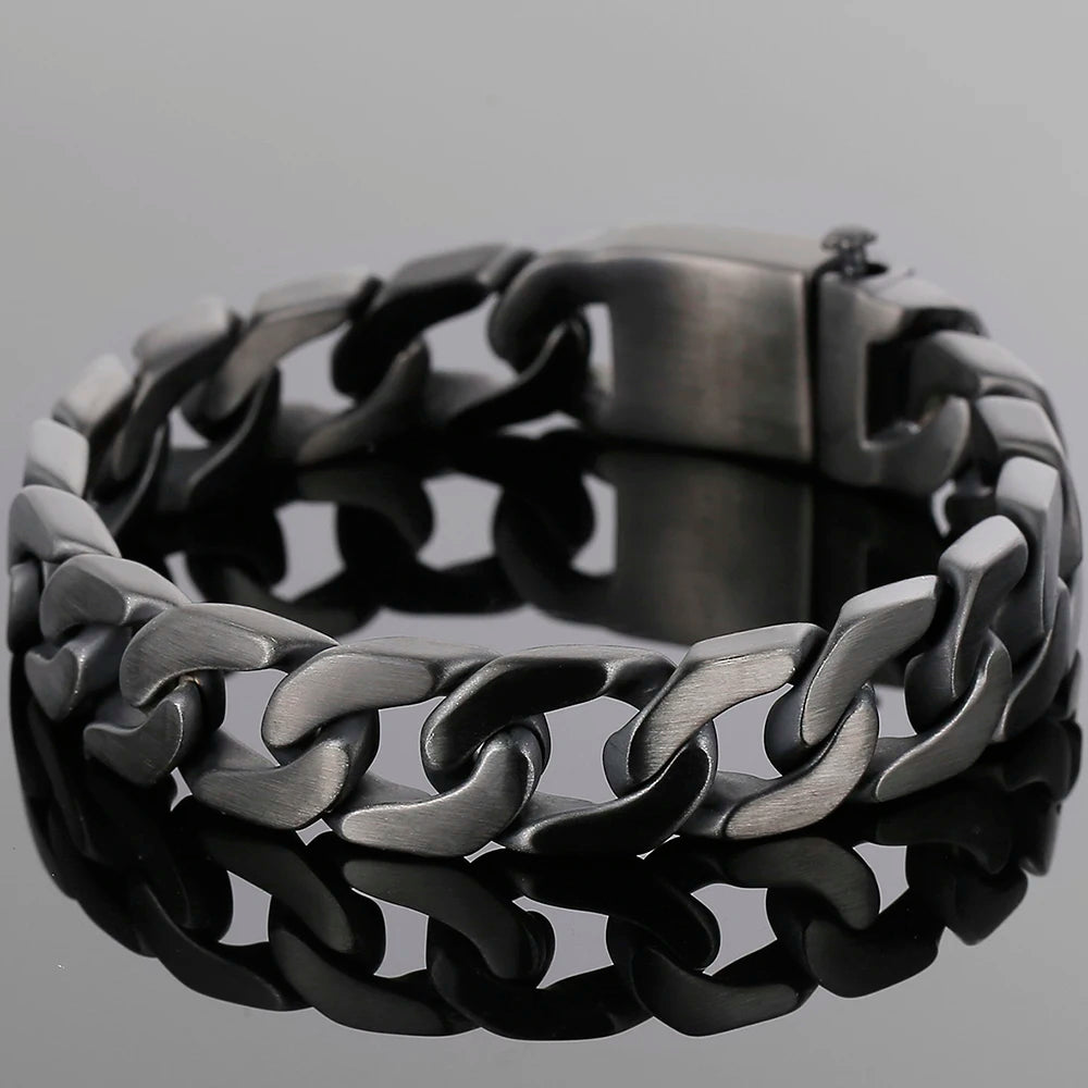 Polished Brushed Matte Black Stainless Steel Bracelet For Men Mannen Armband Jewelry Accessories 12/13/18MM On Hand