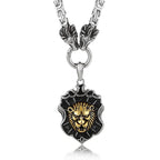 Massive Gothic Lion Head Charm Pendant Necklace For Man Stainless Steel 71CM Long Chain Birthday Jewelry Gifts For
