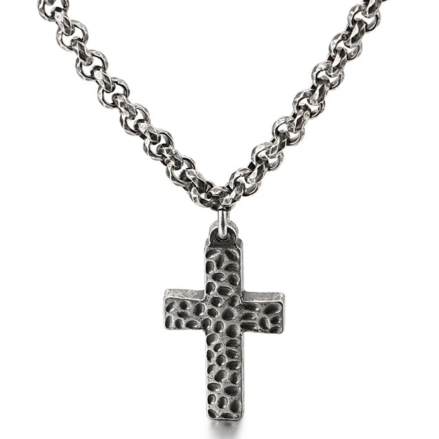 Classic 5MM Thick Chain Link & Cross Bracelet Men Male Religious Jewelry Stainless Steel Pendant Necklace Mens