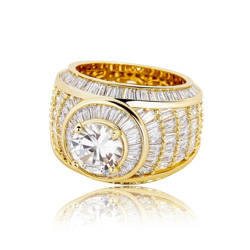 Hip Hop Micro Paved AAA Cubic Zirconia Bling Ice Out Geometric Round Rings for Women Men Hiphop Rapper Jewelry Drop Shipping