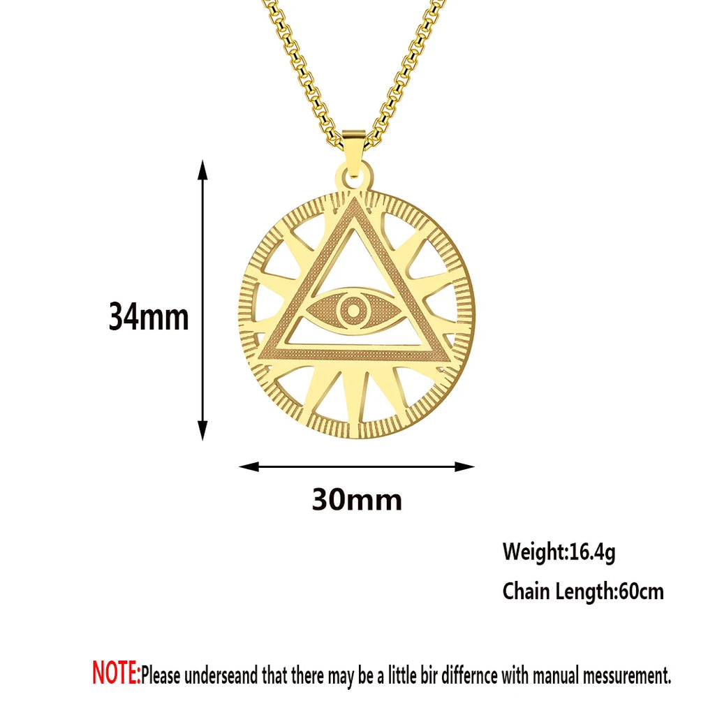 All-Seeing Eye Pyramid Necklace — Stainless Steel