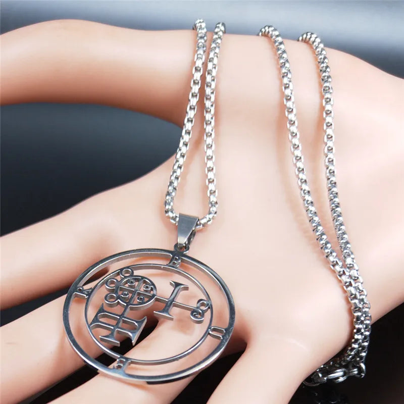 Demon Seal Silver Pendant Necklace — Stainless Steel