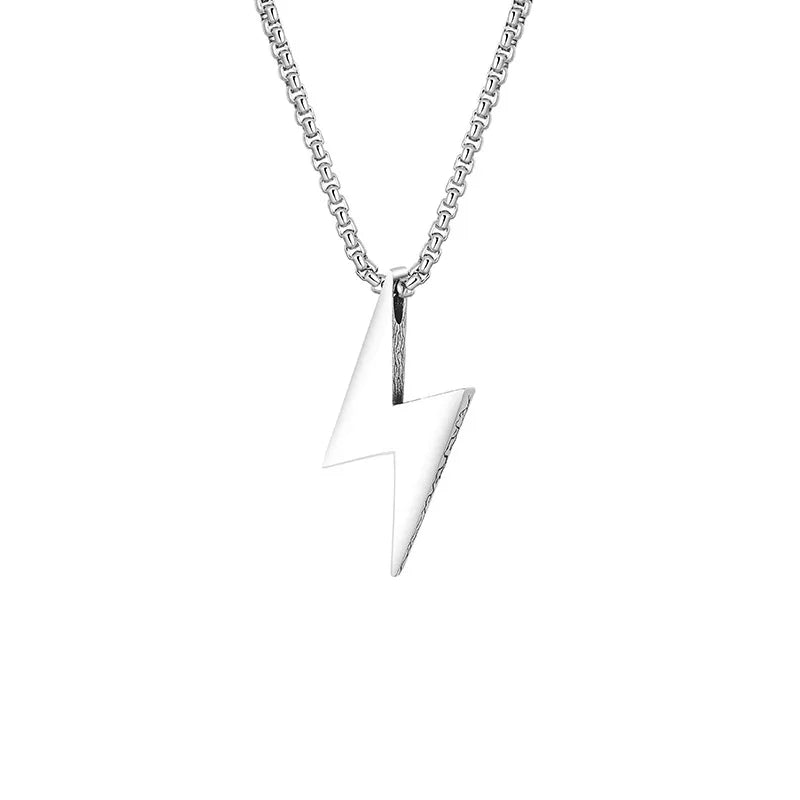 Lightning Charm Pendant Necklace — Stainless Steel