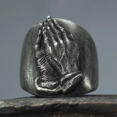 Virgin Mary Praying Hands Ring for Men — Vintage Religious Band