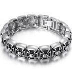 Skull Cross Shaped Man Bracelet Solid 316L Stainless Steel Masculine Jewelry Biker Gothic Punk Rock