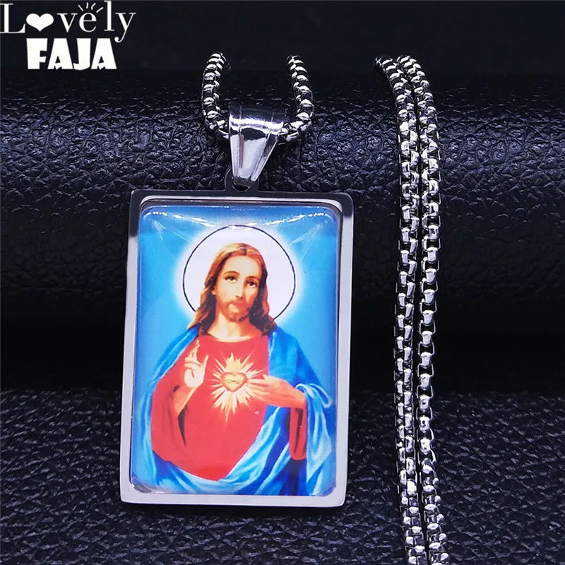 Sacred Heart Jesus Pendant — Silver