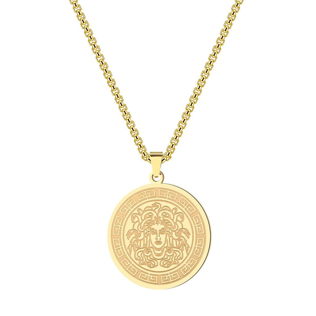Chandler Medusa Necklace Greek Mythology Ancient Greek Symbol Medusa Pagan Dainty Charm Medusa Charm Stainless Steel