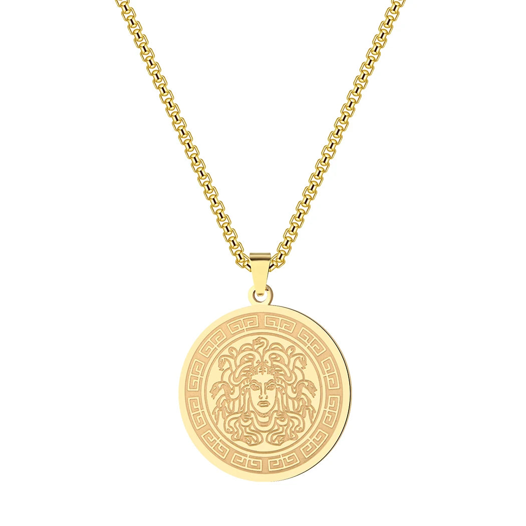 Chandler Medusa Necklace Greek Mythology Ancient Greek Symbol Medusa Pagan Dainty Charm Medusa Charm Stainless Steel