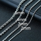 Vnox 2-5mm Rope Chain Necklaces for Men Women, Twisted Sigapore Links Choker, Basic Casual Punk Rock Stainless Steel Male Collar