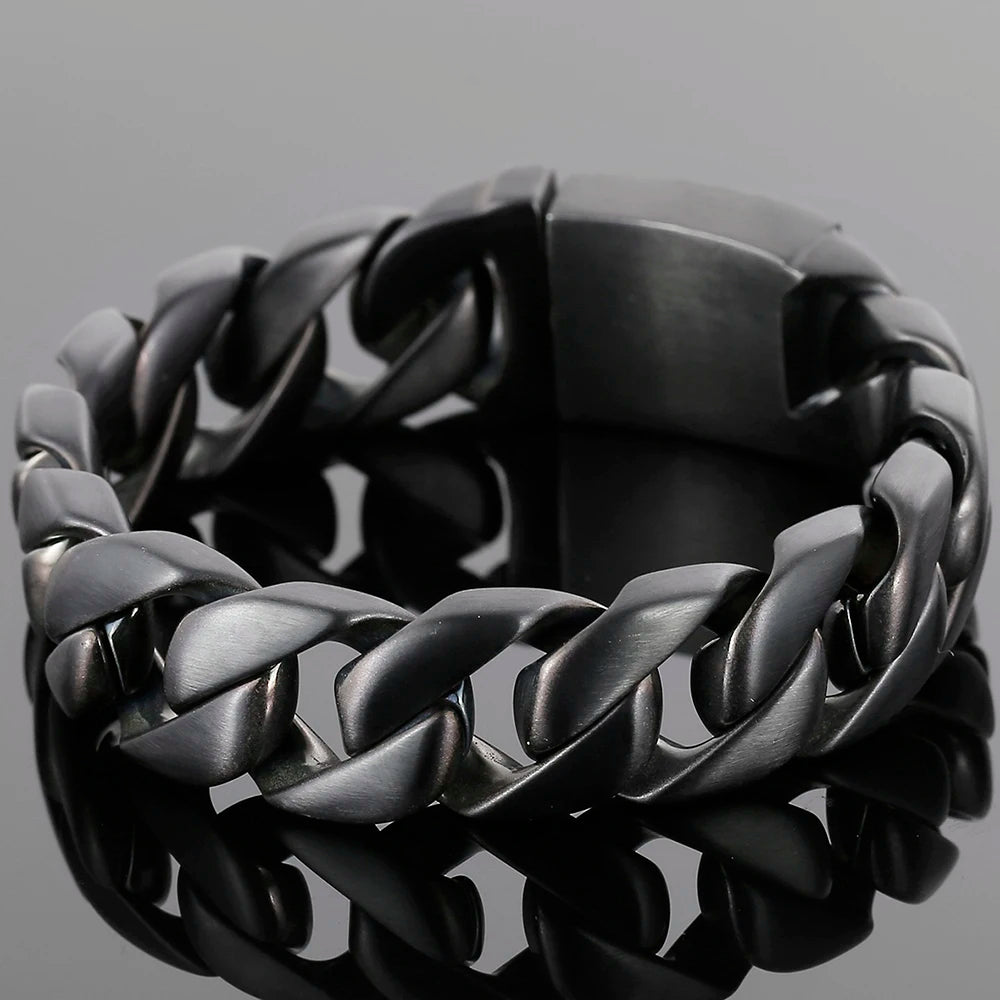 Polished Brushed Matte Black Stainless Steel Bracelet For Men Mannen Armband Jewelry Accessories 12/13/18MM On Hand