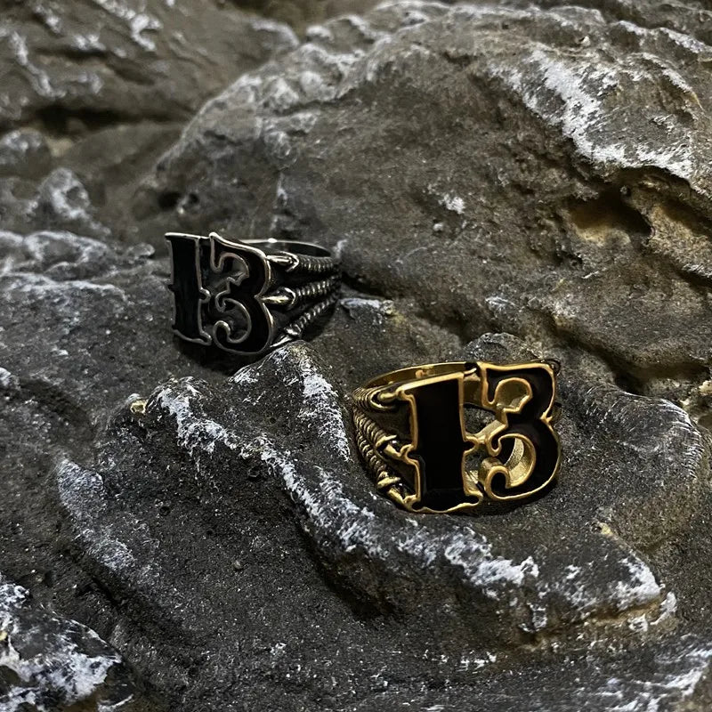 Lucky Number 13 Vintage Men Ring Stainless Steel Claw Gothic Gold Color Punk Jewelry Unisex Gift For Men Retro Hip Hop