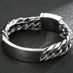 Name Bar ID Bracelet for Men Stainless Steel Cuban Curb Link Chain Customized Logo Engraved Men's Wrist Bracelets