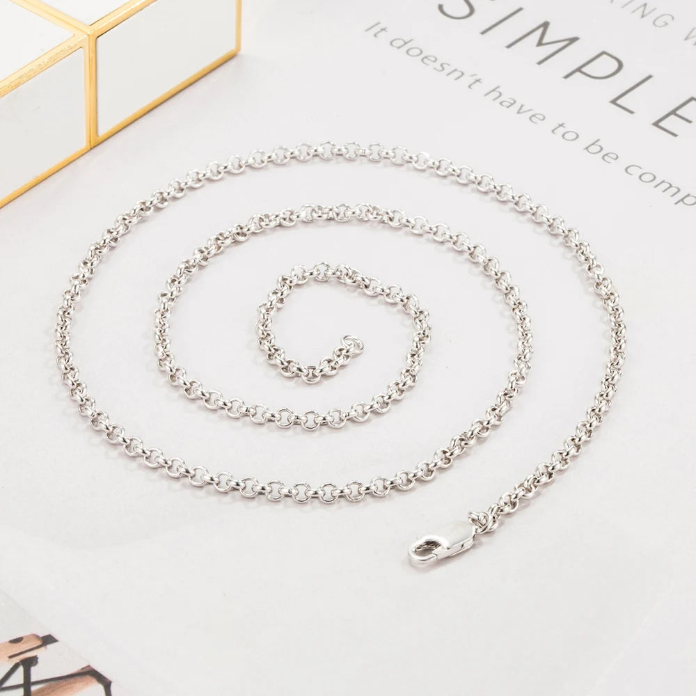 Rolo Chain Necklace 3mm for Men — Silver-Tone, 18 to 28 Inch