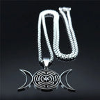 Hekate Wheel Moon Sun Pendant — Stainless