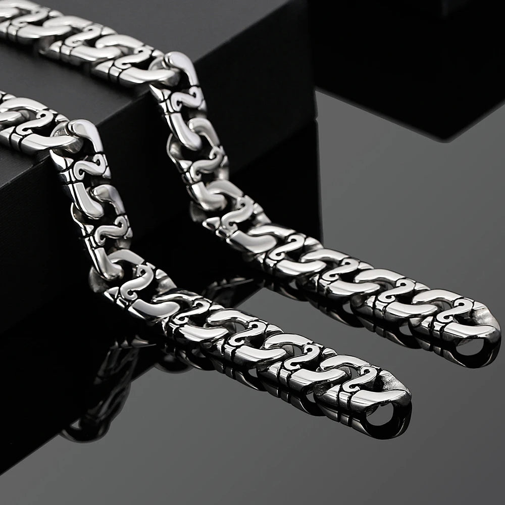 9MM Stainless Steel Chain Men's Bracelets On Hand Necklace For Men Chokers Length Adjustable Fashion Male Iron