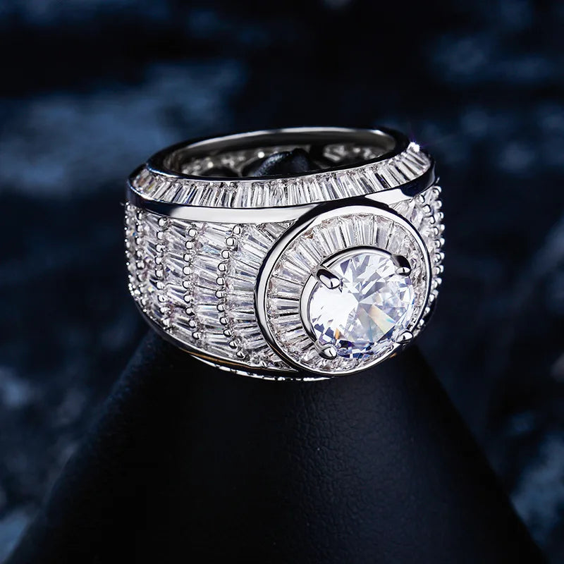 Hip Hop Micro Paved AAA Cubic Zirconia Bling Ice Out Geometric Round Rings for Women Men Hiphop Rapper Jewelry Drop Shipping