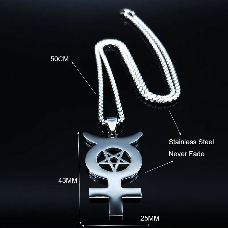 Star Steel Pendant Inverted Mercury Pentagram