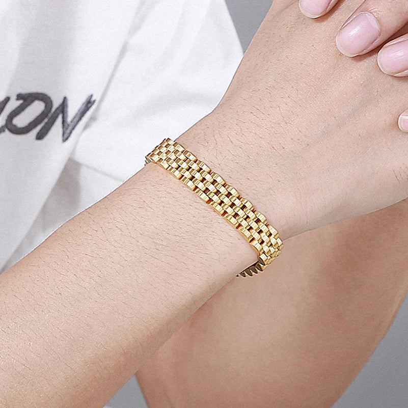 Stainless Steel Bracelet for Man Women 10MM Wide Length Adjustable Link Chain Men's Bracelets Jewellery Mannen Armband