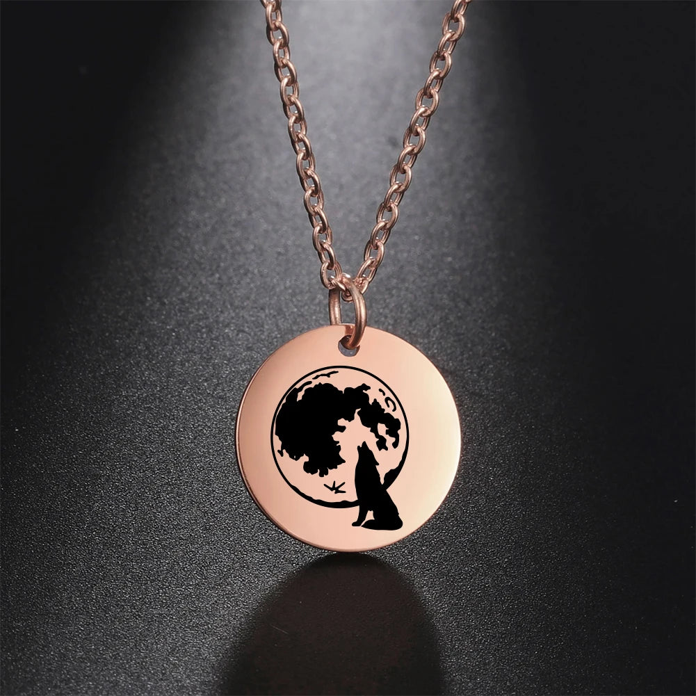 Wolf Moon Pendant Necklace — Silver