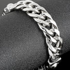Massive Man Bracelet On Hand Wrist Accessories Polished Stainless Steel Iron Jewelry Bracelets Male Engravable Mannen