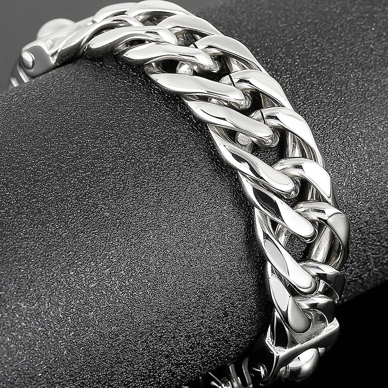 Massive Man Bracelet On Hand Wrist Accessories Polished Stainless Steel Iron Jewelry Bracelets Male Engravable Mannen