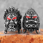 Tibetan Buddhist Raksha Deity Head Ring — Stainless Steel