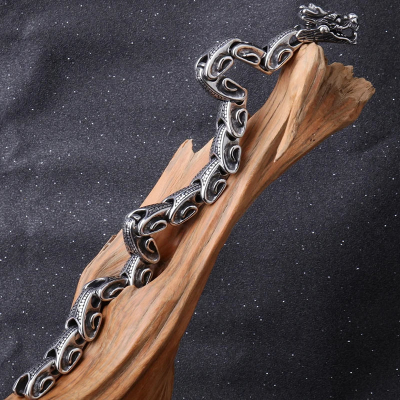 Gothic Stainless Steel Men's Dragon Head Chain Bracelets Vintage Chromme Bracelet Man Jewellery Gifts For Boyfriend