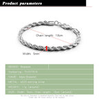 Fashion Men 100% Solid 925 Sterling Silver Bracelet Rope Chain 5MM 17-20CM Bangle For Man & Boy Cuff Jewelry Gift