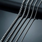 Two-Tone Round Box Chain Necklace — Stainless Steel
