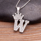 Nidin Luxury A-Z Crown Alphabet Pendant Chain Necklace Punk Style Lucky Initial Name Jewelry Fine Party Wedding