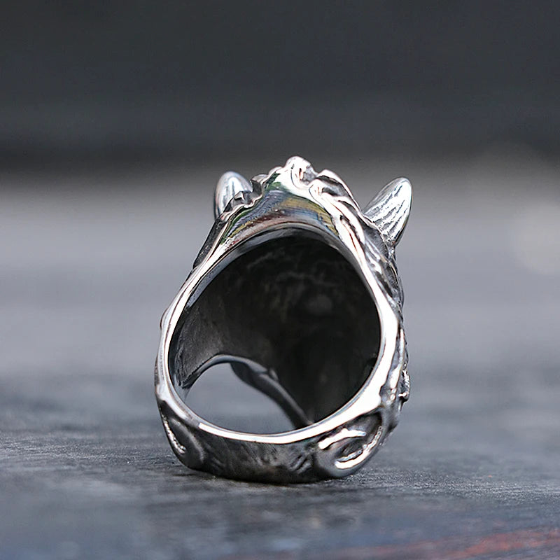 Viking Wolf Head Ring — Stainless Steel