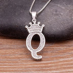 Nidin Luxury A-Z Crown Alphabet Pendant Chain Necklace Punk Style Lucky Initial Name Jewelry Fine Party Wedding