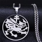 Dragon Order Pendant Silver Necklace — Stainless Steel