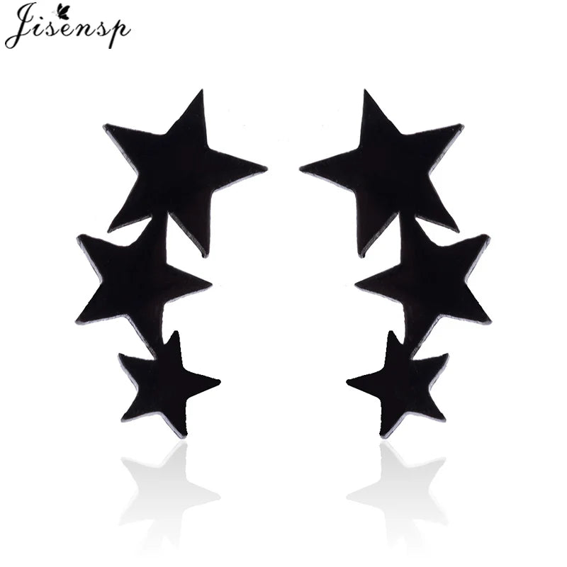 Punk Open Star Stud Earrings Everyday Wear — Stainless Steel