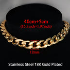 Punk Cuban Link Choker Necklace Collar Statement Chunky Stainless Steel Gold Color Thick Chain Necklace For Men Women Jewelry