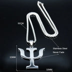 Greek Letter Silver Pendant Necklace — Stainless Steel