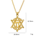 Lemegeton chai Pendant Necklace Men David Star Necklace Gold Color Chain Necklace Religious Symbols Jewelry Israel Jewish