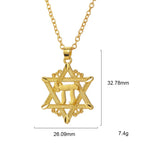 Lemegeton chai Pendant Necklace Men David Star Necklace Gold Color Chain Necklace Religious Symbols Jewelry Israel Jewish