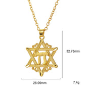 David Star Chai Kabbalah Pendant Necklace — Gold