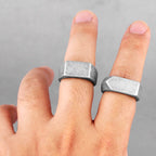 Retro Simple Square Bullet Stainless Steel Mens Rings Vintage Rustic for Male Boyfriend Biker Jewelry Creativity Gift
