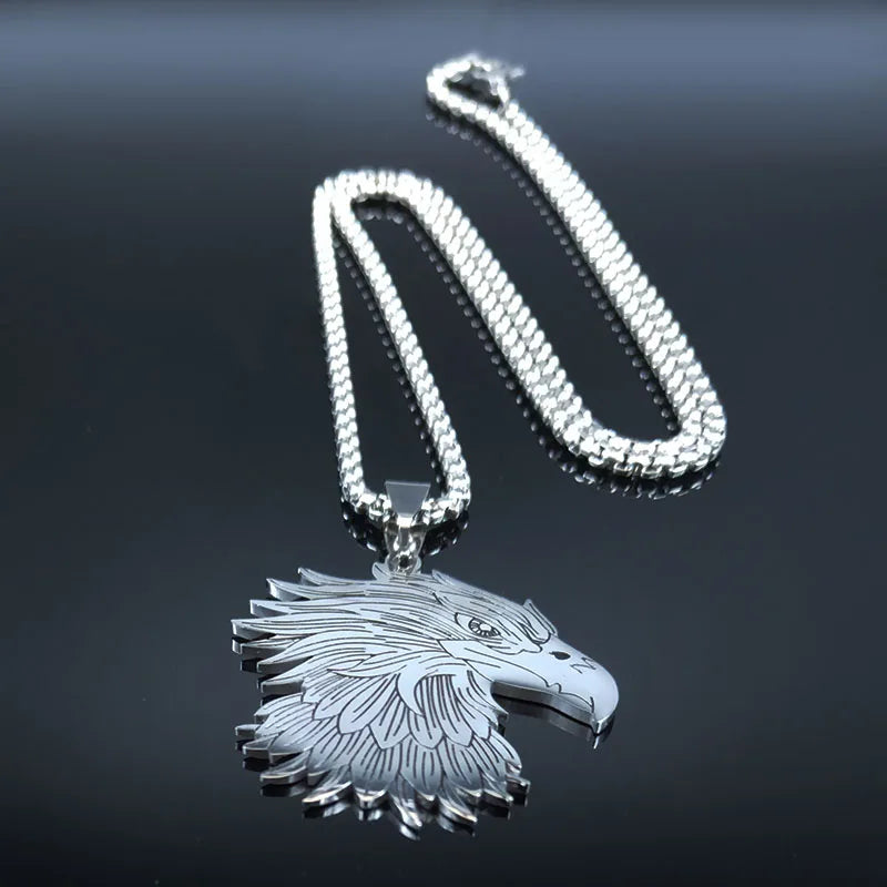 Eagle Head Pendant Necklace — Silver