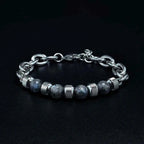 Bead and Chain Link Bracelet — Stainless Steel