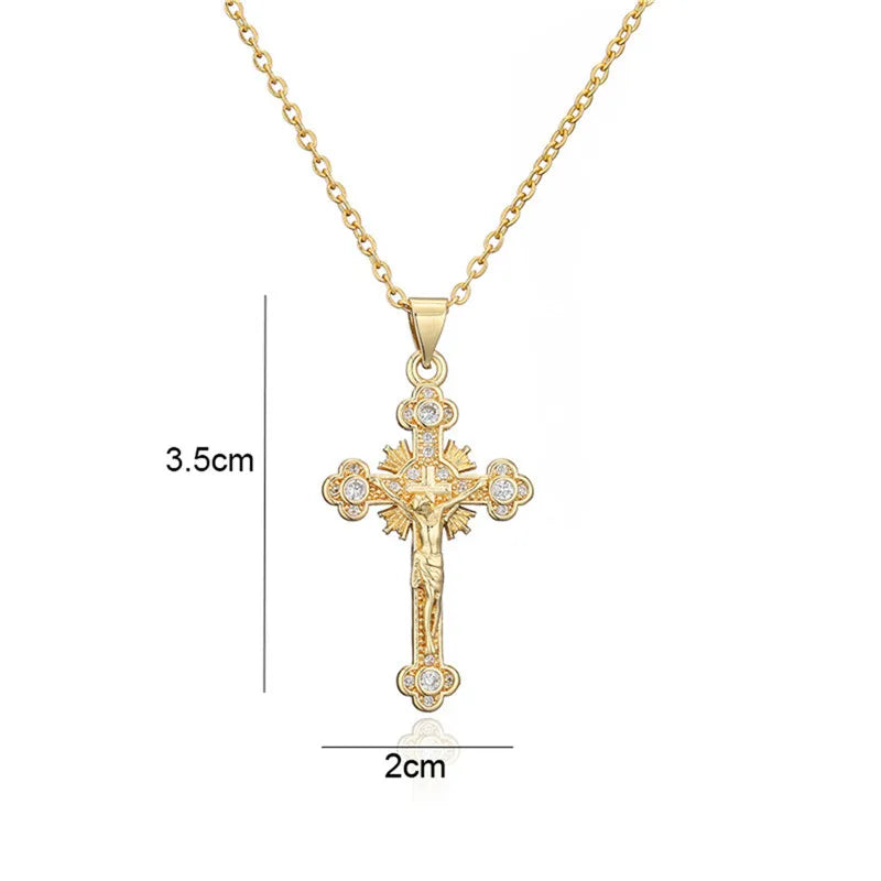 Cross Pendant Necklace — Gold-Tone