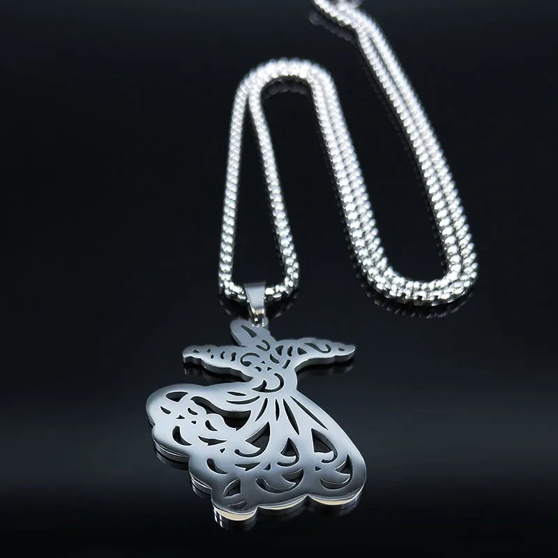 Persian Dance Pendant Necklace — Silver