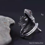 Buyee 925 Sterling Silver Male Unique Ring Finger Gray Lizard Animal Open Ring for Men Fashion Punk Big Fine Jewelry Circle