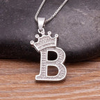 Nidin Luxury A-Z Crown Alphabet Pendant Chain Necklace Punk Style Lucky Initial Name Jewelry Fine Party Wedding